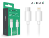 Datový a nabíjecí kabel A-MAX USB-C/Lightning (PD) 1.2m bílý