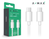 Datový a nabíjecí kabel A-MAX USB-C (PD) 1.2m bílý