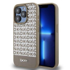 DKNY PU Leather Repeat Pattern Bottom Stripe MagSafe Zadní Kryt pro iPhone 15 Pro Max Brown