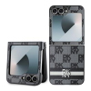 DKNY PU Leather Checkered Pattern and Stripe Zadní Kryt pro Samsung Galaxy Z Flip 6 Black