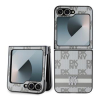 DKNY PU Leather Checkered Pattern and Stripe Zadní Kryt pro Samsung Galaxy Z Flip 6 Beige