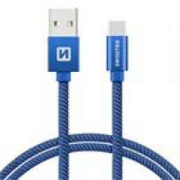 Datový kabel Swissten Textile USB-C 2.0m modrý