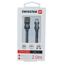 Datový kabel Swissten Textile USB-C 2.0m šedý
