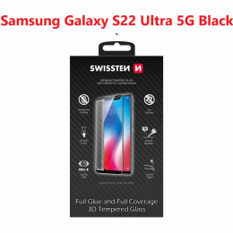Tvrzené sklo Swissten Full Glue Color Frame pro Samsung Galaxy S22 Ultra černé