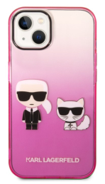 Pouzdro Karl Lagerfeld (KLHCP14STGKCP) Gradient Karl and Choupette pro Apple iPhone 14 růžové