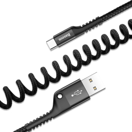 Nabíjecí kabel Baseus Fish-Eye (kroucený) USB-A/USB-C 1m černý