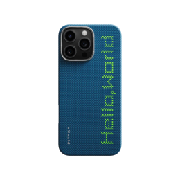 Pouzdro Pitaka (KI1602HWTP) Tactile Woven Hello World pro iPhone 16 Pro MAX modré