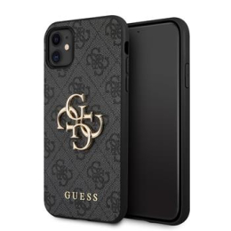 Guess PU 4G Metal Logo Zadní Kryt pro iPhone 11 Grey