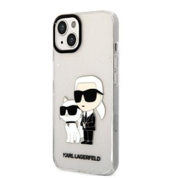 Karl Lagerfeld IML Glitter Karl and Choupette NFT Zadní Kryt pro iPhone 13 Transparent