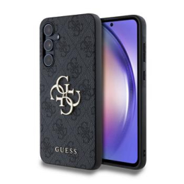 Guess PU 4G Metal Logo Zadní Kryt pro Samsung Galaxy A55 5G Grey