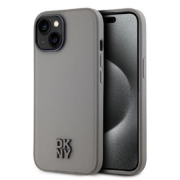 DKNY PU Leather Stack Logo Magsafe Zadní Kryt pro iPhone 15 Grey