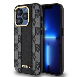 DKNY PU Leather Checkered Pattern Magsafe Zadní Kryt pro iPhone 15 Pro Max Black