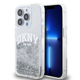 DKNY Liquid Glitter Arch Logo Zadní Kryt pro iPhone 15 Pro Transparent