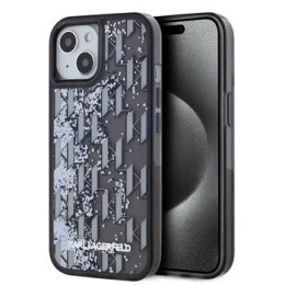 Karl Lagerfeld Liquid Glitter Monogram Gradient Zadní Kryt pro iPhone 14 Black