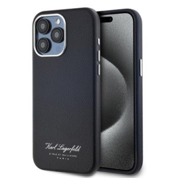 Karl Lagerfeld Grained PU Hotel RSG Zadní Kryt pro iPhone 15 Pro Max Black