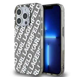 Karl Lagerfeld IML Electroplated Repeated Logo Zadní Kryt pro iPhone 15 Pro Silver