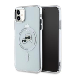 Karl Lagerfeld IML K&CH Heads Metal Frame MagSafe Zadní Kryt pro iPhone 11 Transparent