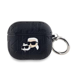 Karl Lagerfeld PU Embossed Karl and Choupette Heads Pouzdro pro AirPods 3 Black