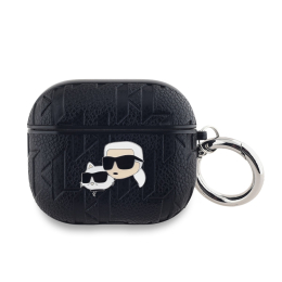 Karl Lagerfeld PU Embossed Karl and Choupette Heads Pouzdro pro AirPods 3 Black