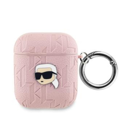 Karl Lagerfeld PU Embossed Karl Head Pouzdro pro AirPods 1/2 Pink