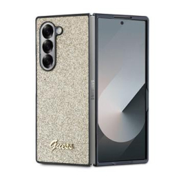 Guess PC/TPU Glitter Flakes Metal Logo Zadní Kryt pro Samsung Galaxy Z Fold 6 Gold