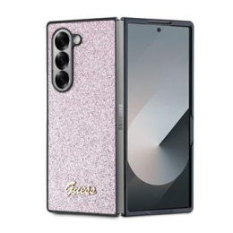 Guess PC/TPU Glitter Flakes Metal Logo Zadní Kryt pro Samsung Galaxy Z Fold 6 Pink