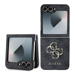 Guess PU 4G Metal Logo Zadní Kryt pro Samsung Galaxy Z Flip 6 Grey