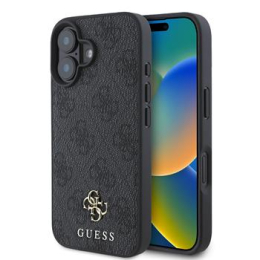 Guess PU 4G Small Metal Logo MagSafe Zadní Kryt pro iPhone 16 Grey