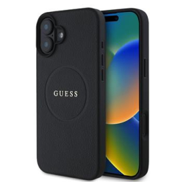 Guess PU Grained Classic Logo MagSafe Zadní Kryt pro iPhone 16 Black