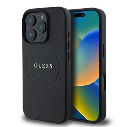 Guess PU Grained Classic Logo MagSafe Zadní Kryt pro iPhone 16 Pro Black