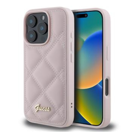 Guess PU Leather Quilted Zadní Kryt pro iPhone 16 Pro Pink