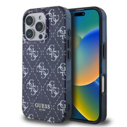 Guess IML Denim Effect MagSafe Zadní Kryt pro iPhone 16 Pro Dark Blue