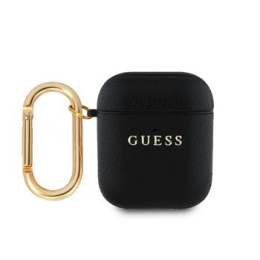 Guess PU Grained Classic Logo Pouzdro pro AirPods 1/2 Black