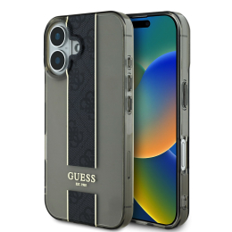 Guess IML Middle 4G Stripe Zadní Kryt pro iPhone 16 Black