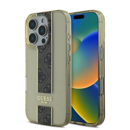 Guess IML Middle 4G Stripe Zadní Kryt pro iPhone 16 Pro Brown