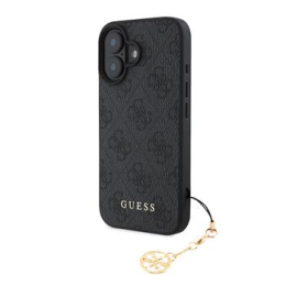 Guess 4G Charm Zadní Kryt pro iPhone 16 Tone on Tone Grey