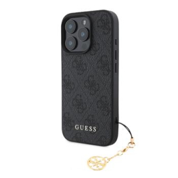 Guess 4G Charm Zadní Kryt pro iPhone 16 Pro Max Tone on Tone Grey