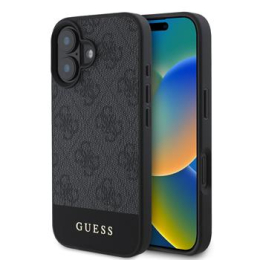 Guess PU 4G Stripe Zadní Kryt pro iPhone 16 Grey