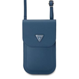 Guess PU Grained Triangle Logo Taška na Telefon Blue