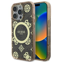 Guess IML 4G Peony MagSafe Zadní Kryt pro iPhone 16 Pro Brown