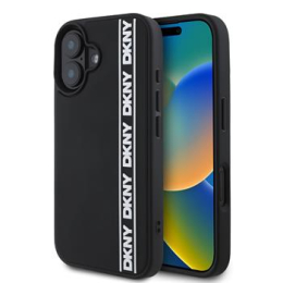 DKNY 3D Rubber Repeat Logo Line Zadní Kryt pro iPhone 16 Black