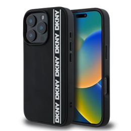 DKNY 3D Rubber Repeat Logo Line Zadní Kryt pro iPhone 16 Pro Max Black