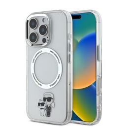 Karl Lagerfeld IML Karl and Choupette MagSafe Zadní Kryt pro iPhone 16 Pro Max Transparent