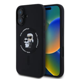 Karl Lagerfeld Liquid Silicone Karl and Choupette MagSafe Zadní Kryt pro iPhone 16 Black