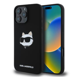 Karl Lagerfeld Liquid Silicone Choupette Head MagSafe Zadní Kryt pro iPhone 16 Pro Black