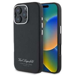 Karl Lagerfeld Grained PU Hotel RSG Zadní Kryt pro iPhone 16 Pro Black