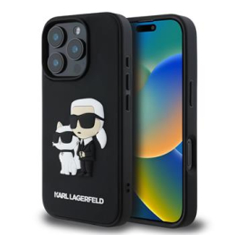 Karl Lagerfeld PU Saffiano Karl and Choupette Zadní Kryt pro iPhone 16 Pro Black