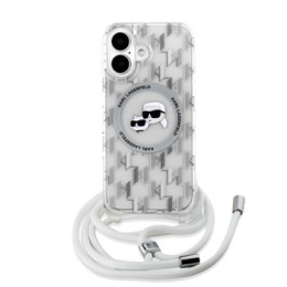 Karl Lagerfeld IML Monogram Crossbody K&CH Heads MagSafe Zadní Kryt pro iPhone 16 Transparent