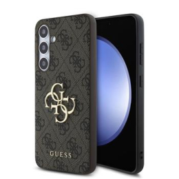 Guess PU 4G Metal Logo Zadní Kryt pro Samsung Galaxy S24 FE Brown