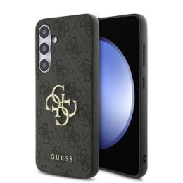 Guess PU 4G Metal Logo Zadní Kryt pro Samsung Galaxy S24 FE Grey